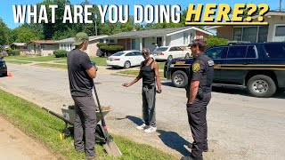 ANGRY neighbor CONFRONTS me and CALLS the COPS while cleaning a yard [upl. by Adyaj56]