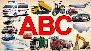 Vehicles ABC Vehicles Alphabet Phonics Song for Kids  A to Z Transportation  Learn Transport Kids [upl. by Alliuqal]