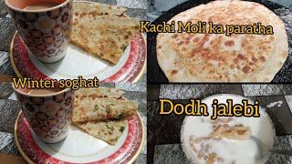 kachi Moli k parathy recipedodh jalebi  Winter recipes [upl. by Rheba]