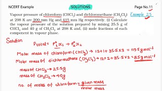 Vapour pressure of chloroform CHCL3 and dichloromethaneCH2CL2 at 298K are 200m m Hg and 415mm Hg [upl. by Lielos]