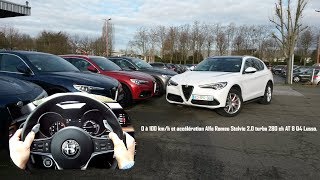 0 à 100 kmh et accélération Alfa Romeo Stelvio 20 turbo essence 280 ch AT 8 Q4 Lusso [upl. by Aryamoy989]