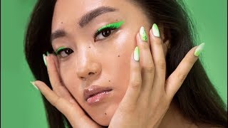 COLOR EYELINER MAKEUP I How to look like a supersonic hypnotic mint fairy [upl. by Anilev]