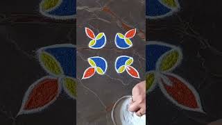 4×4dots deepam rangoli Traditional rangoli  easy rangoli with colours [upl. by Enoryt]