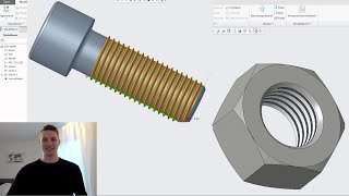 PTC Creo Tutorial für Anfänger  Creo Gewinde Screw and Nut thread [upl. by Gatias514]