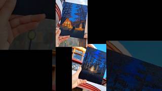 🔥Which one is better❓️💫 BONFIRE Forest Painting shortsvideo shorts viral canvas acrylicpainting [upl. by Ikik]