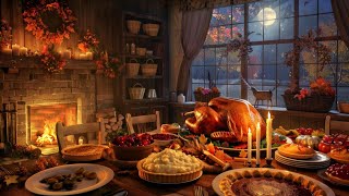 Cozy Kitchen Thanksgiving Ambience  Cooking Sounds Fireplace Sounds and Jazz Music [upl. by Egin]