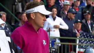 Ian Poulter and Bubba Watson teeing off at Ryder Cup [upl. by Enyawd]