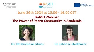 ReMO Webinar  The Power of Peers Community in Academia [upl. by Seltzer]