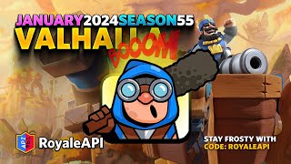 Valhalla January 2024 Valkyrie Evolution and Cannoneer Emotes Tower Skins Banners  Clash Royale [upl. by Terryl]