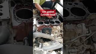 Lem gasket cylinder head truck mechanic mekanik mekanikindonesia truck hino trandingshorts [upl. by Refotsirhc682]