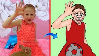 Nastya and Dad  funny cartoon drawing meme 😂 part 12 Nastya and dad have new pets [upl. by Shannen]