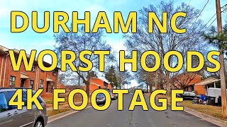 DURHAM NC WORST HOODS 4K  DEC 24 🎅 CHRISTMAS EVE [upl. by Rosalee]