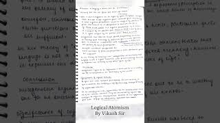 Notes on Logical Atomism by our philosophy optional student Courtsey  Vikash Sir’s Class Notes [upl. by Sucam]