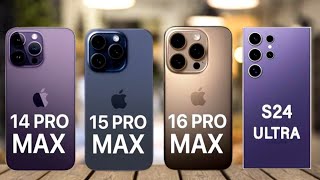 iPhone 14 Pro Max vs iPhone 15 Pro Max vs iPhone 16 Pro Max vs Samsung S24 Ultra Pro Max [upl. by Annaeerb]