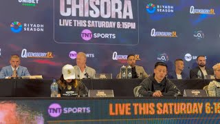 DEREK CHISORA V JOE JOYCE UNDERCARD PRESS CONFERENCE  Inc Dennis McCann Raven Chapman Adam Hamed [upl. by Siderf]