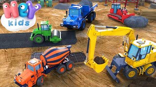 Veículos De Construção 🚛 Escavadeira Caminhoes  Música infantil e desenhos animados  HeyKids [upl. by Ellynad]