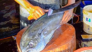 FAST TECHNIQUES MAHI MAHI FISH SKINNING and CUTTING SKILLS  INDONESIA FISH MARKET 🔪🔥 [upl. by Amilas270]