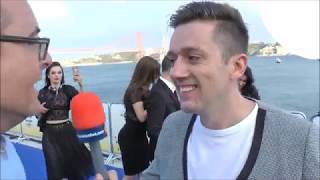 Interview with Vanja Radovanović from Montenegro  Eurovision Blue carpet Lisbon 2018 [upl. by Esinahs]