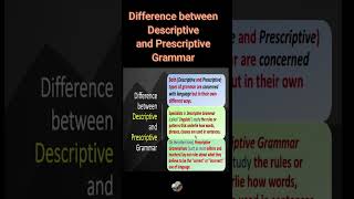 Difference between Descriptive and Prescriptive Grammar [upl. by Meade873]