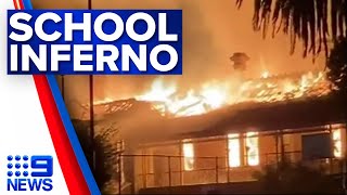 Historic school building destroyed by fire in South Australia  9 News Australia [upl. by Naid929]