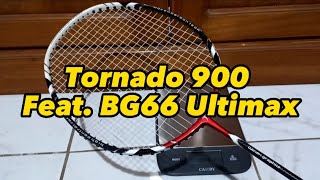 Flypower Tornado 900 Raket Badminton Review Senar Yonex BG 66 Ultimax Tarikan 26 LBS [upl. by Lezah]