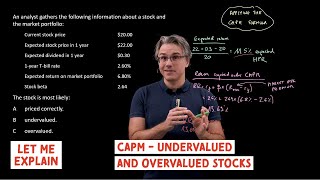 CAPM  undervalued and overvalued stocks for the CFA Level 1 exam [upl. by Nele404]