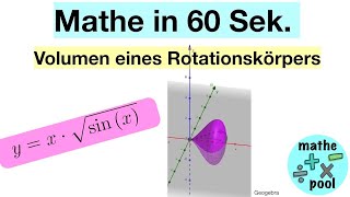 Volumen eines Rotationskörper  Integralberechnung mittels Substitution  Mathematik [upl. by Esertal210]