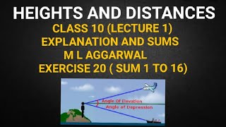 Heights and distances class 10  ICSE  M L AGGARWAL  HEIGHTS AND DISTANCES  Exercise 20 [upl. by Ralina796]