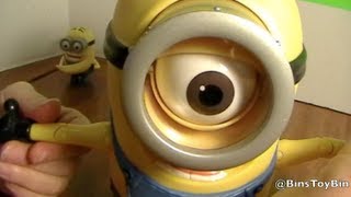 MINION STUART Despicable Me 2 Laughing Action Figure Large Minion Toy Review by Bins Toy Bin [upl. by Moser158]