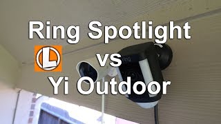 Ring Spotlight vs Yi Outdoor Camera  Comparison of Features Settings Motion Detection Footage [upl. by Blank200]