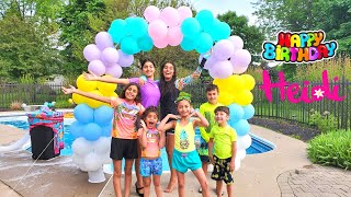 Heidi 9th Happy birthday pool party with HZHtube kids fun [upl. by Toh]