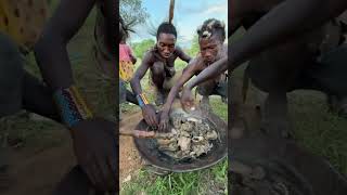 This is a huge Love sharing a Food together middle of Jungle 😋😮hadzabetribe villagelife food [upl. by Mathur]