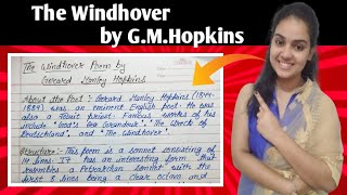 The Windhover by G M Hopkins  The Windhover poem fully explanation in hindi [upl. by Lleinnad]