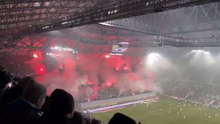 Lech Poznan fans pyro show at home game against Legia Warsaw 10112024 [upl. by Odilo]