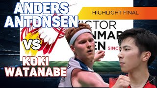 Badminton ANDERS ANTONSENDEN VS KOKI WATANABEJPN FINAL VICTOR DENMARK OPEN 2024 [upl. by Lundt]