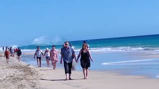 Morro Jable Fuerteventura beach walk huge waves surfers paradise fuerteventura [upl. by Sumahs122]