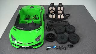 Install a Tobbi 24V Lamborghini SVJ Drift Toy Car TH17B1076TH17E1077TH17W1018TH17G1079TH17H1080 [upl. by Irollam]