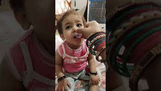 Little baby taking medicine easily 👍 pls subscribe ❤️ Cute baby video ❤️cutebabyvideo [upl. by Atinad]