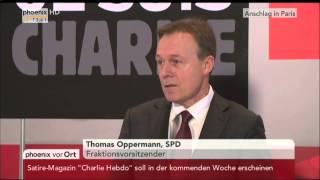 Terroranschlag in Paris Statement von Thomas Oppermann am 08012015 [upl. by Attela974]