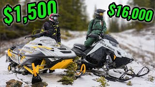 CHEAP vs EXPENSIVE Snowmobile in the Backcountry [upl. by Ayotal834]