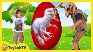 GIANT EGG SURPRISE OPENING Indominus Rex amp Biggest Dinosaur Toy Egg Ultra TRex Kids Video [upl. by Sorensen459]