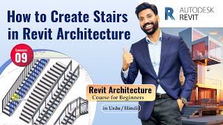 Lesson 9 How to Create Stairs in Revit Architecture  Revit Architecture Course in UrduHindi [upl. by Otti]