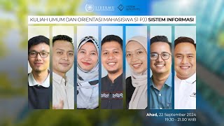 Orientasi Mahasiswa Baru Program Studi S1 PJJ Sistem Informasi [upl. by Zeba202]