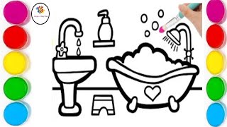 Drawing Cute bathrooms for Children  bathroom drawing kaise banaen Lets Draw Together [upl. by Adnim701]