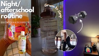 My realistic night routine gym  hair caredinner etc school edition [upl. by Georgy]