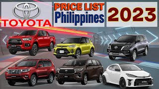 TOYOTA Price List in Philippines 2023 [upl. by Innavoij]