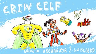 CRIW CELF Arlunio Archarwyr 2 Gwisgoedd  Welsh language howto draw tutorial [upl. by Adias]