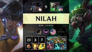 Nilah ADC vs Twitch Pentakill Godlike  NA Master Patch 1418 [upl. by Nauqyaj]