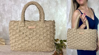 Bolsa de croche com alça Fio de juta Bolsa de mão em crochêCrochet bag pattern Bolsa Serena [upl. by Joub307]