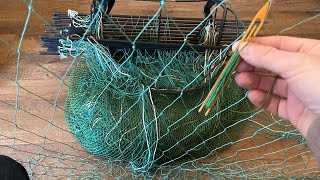 Net mending  how to easily repair ferreting long nets and nylon sea fishing nets tutorial [upl. by Hoffman]